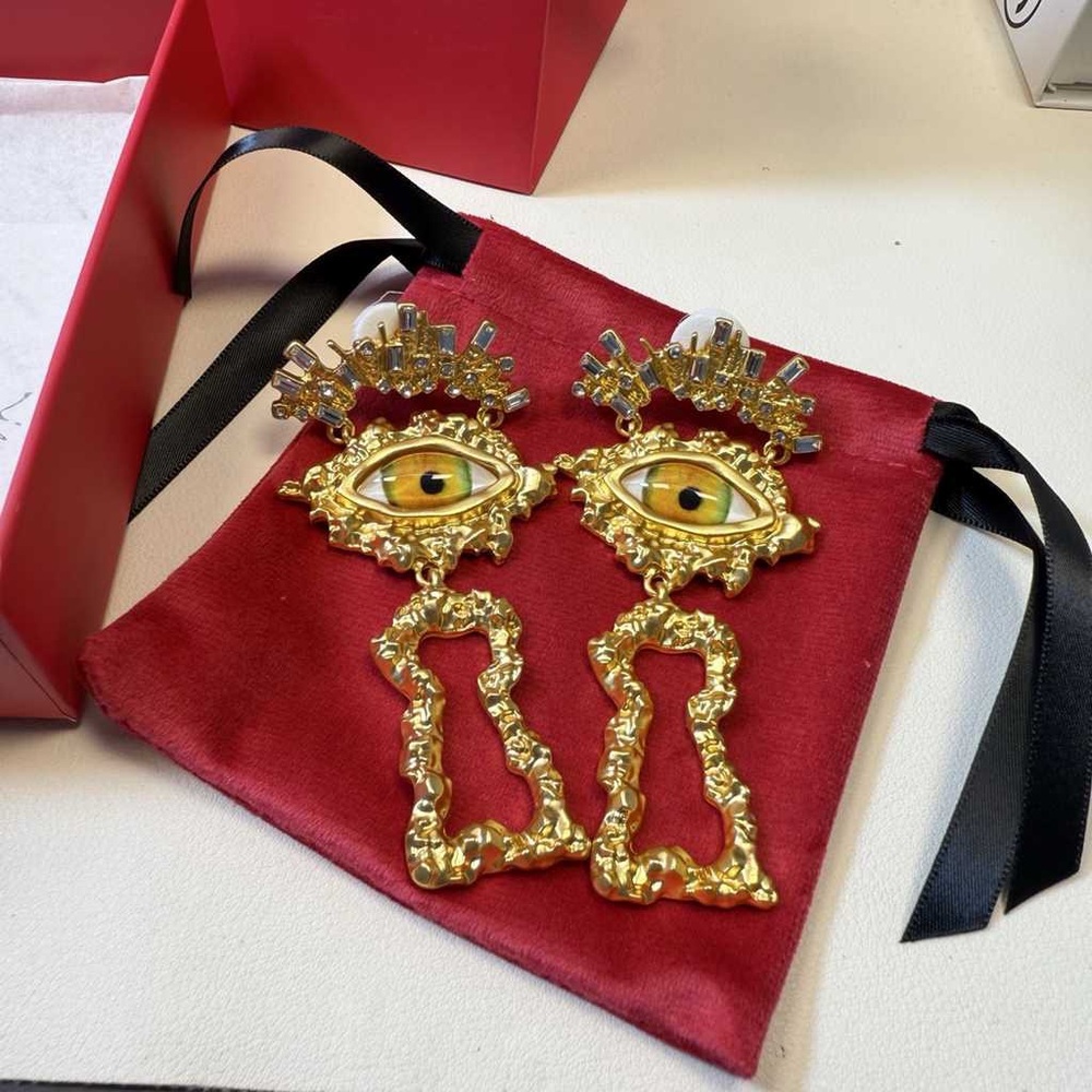 Elegant Gold Eye Earrings with Crystal Accents